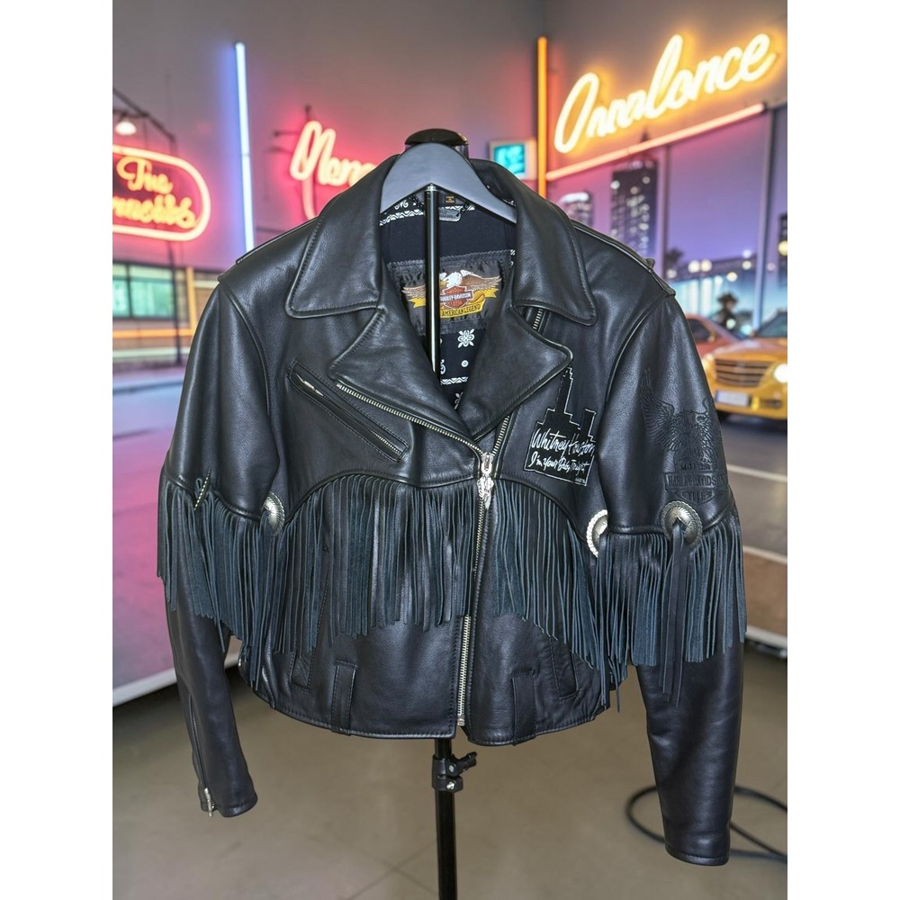 Whitney Houston "I'm Your Baby Tonight" Harley Davidson Leather Jacket - Picture 1 of 11